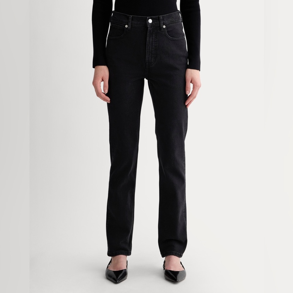 EVERLANE The Way High Slim Organic Cotton Jean in Black
